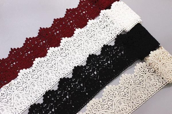 Cotton Venice Lace Trim: 3 1/2" Wide Scalloped Victorian Edging