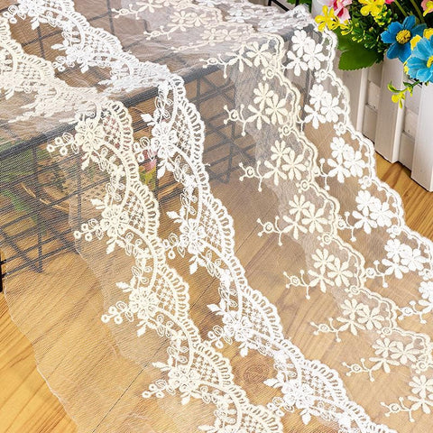 Vintage Floral Embroidery Lace Mesh: Elegant Dressmaking Fabric