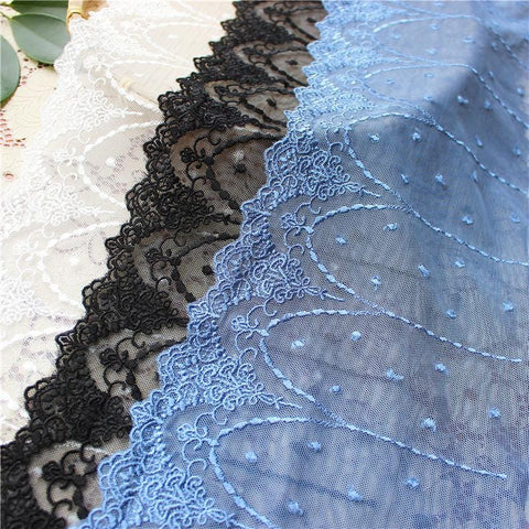 Vintage Mesh Embroidery Lace with Floral Design – Elegant Sewing Fabric for Crafts, Dressmaking & DIY Projects