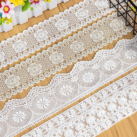 Vintage Mesh Embroidery Lace with Floral Design – Elegant Sewing Fabric for Crafts, Dressmaking & DIY Projects
