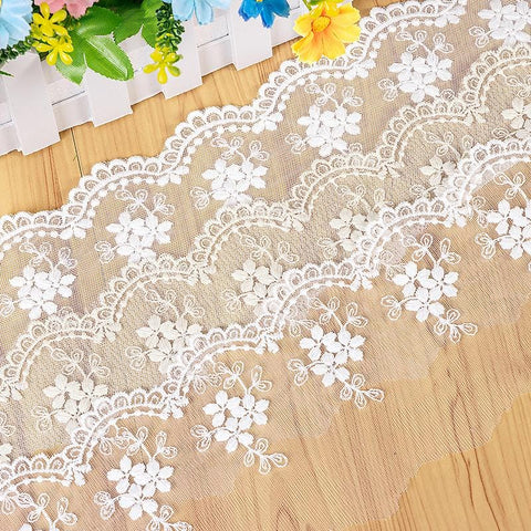 Vintage Mesh Embroidery Lace with Floral Design – Elegant Sewing Fabric for Crafts, Dressmaking & DIY Projects