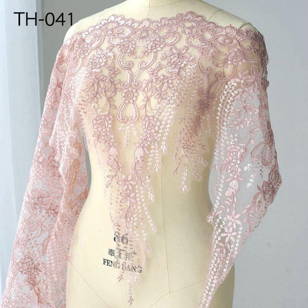 Floral Embroidery Bridal Lace Trim: Off-White Wedding Dress Veil Accent