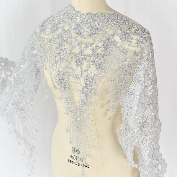 Floral Embroidery Bridal Lace Trim: Off-White Wedding Dress Veil Accent