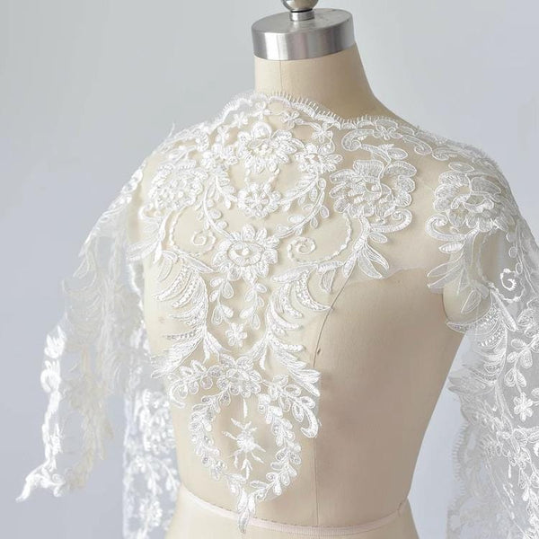 Sequin Bridal Alencon Lace Trim: White Wedding Dress Embellishment