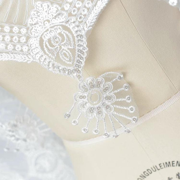 Sequin Bridal Lace Trim: White Wedding Dress Fabric