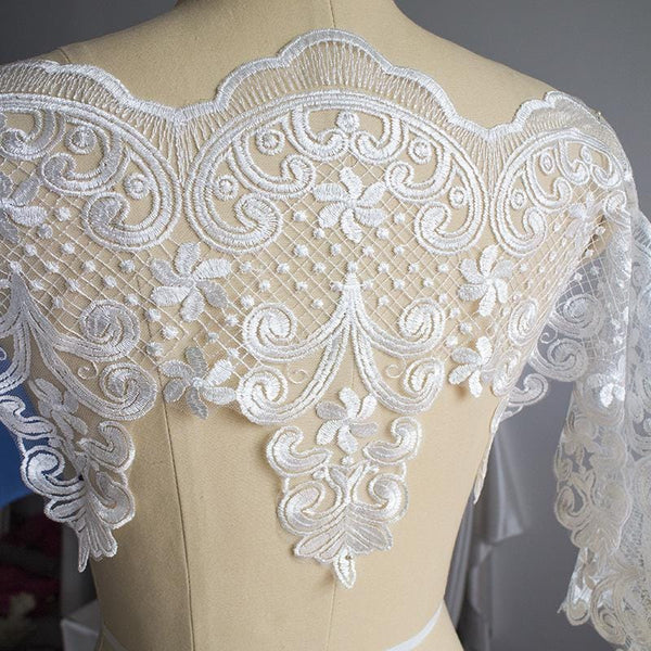 Sequin Bridal Lace Trim: White Wedding Dress Fabric, 11 7/8" Wide