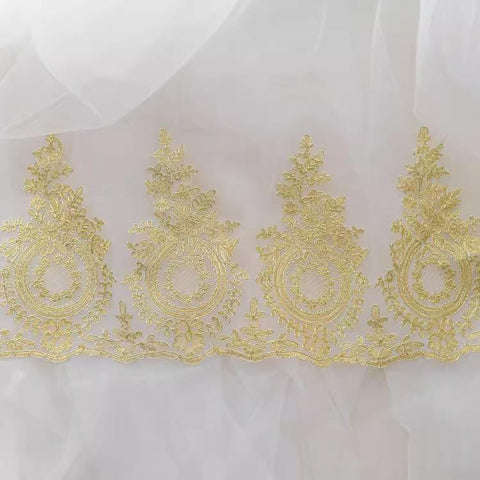 Sequin Bridal Lace Trim: White Wedding Dress Fabric, 11-Inch