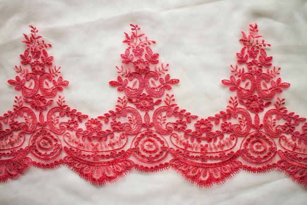Sequin Alencon Lace Trim: White Bridal Dress Embellishment