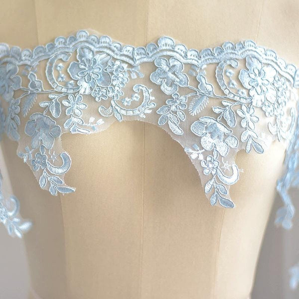 White Alencon Lace Trim: Elegant Bridal Wedding Dress Fabric