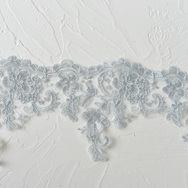 White Alencon Lace Trim: Elegant Bridal Wedding Dress Fabric