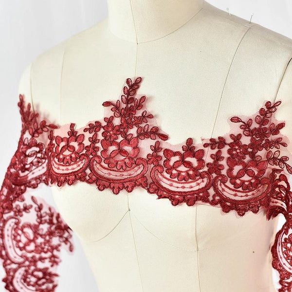 Alencon Lace Trim: Elegant Floral Edge, Sewing & Crafting - 6 1/8" Wide