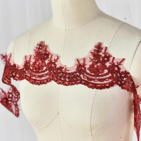 Alencon Lace Trim: Elegant Floral Bridal Wedding Dress Embellishment