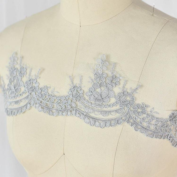 Alencon Lace Trim: Elegant Floral Bridal Wedding Dress Embellishment