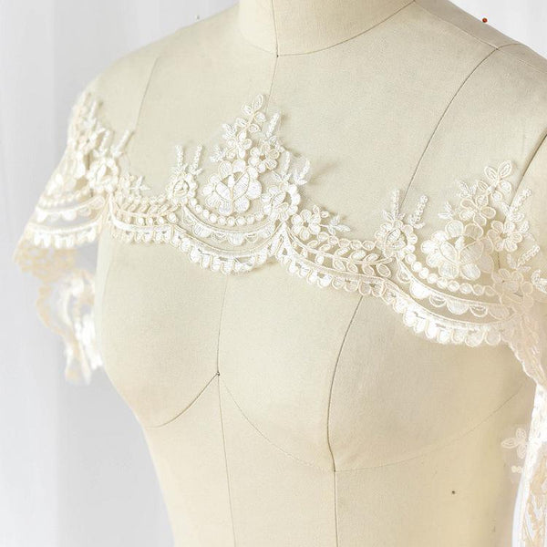 Alencon Lace Trim: Elegant Floral Bridal Wedding Dress Embellishment