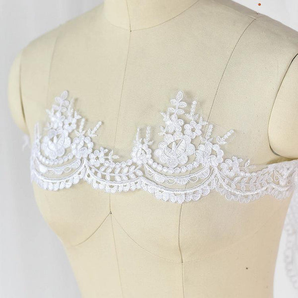 Alencon Lace Trim: Elegant Floral Bridal Wedding Dress Embellishment