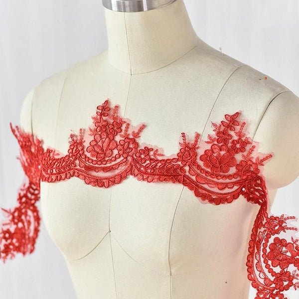Alencon Lace Trim: Elegant Floral Bridal Wedding Dress Embellishment