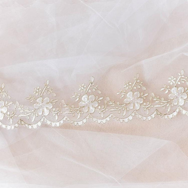 Black & Gold Alencon Bridal Lace Trim: Elegant Dress Embellishment