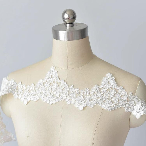 Floral Bridal Lace Trim: Off-White Scalloped Edge, 2-Inch Wide