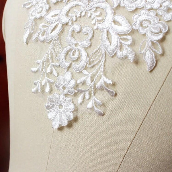 Lace Applique White Floral Pattern Wedding Dress Bodice Embellishment Bridal Sewing Trim
