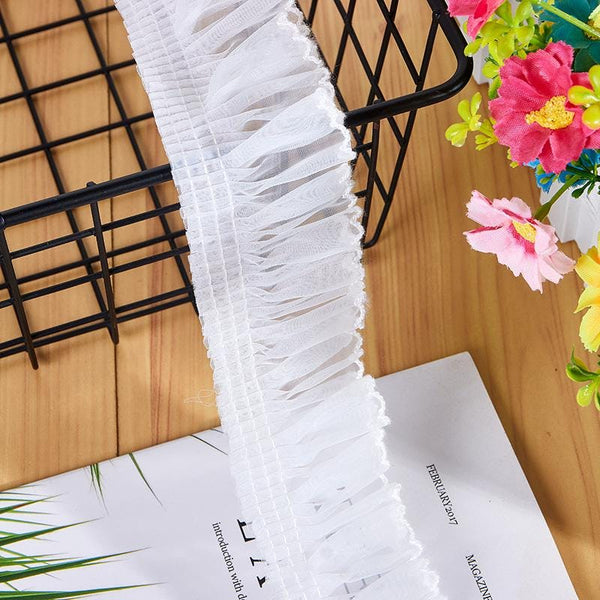 White Ruffle Tutu Trim: 1-Inch Wide, Non-Elastic DIY Sewing