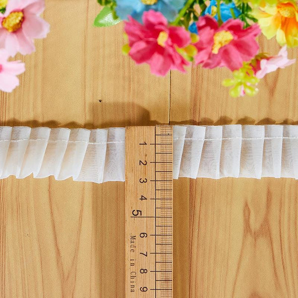 White Ruffle Tutu Trim: 1-Inch Wide, Non-Elastic DIY Sewing