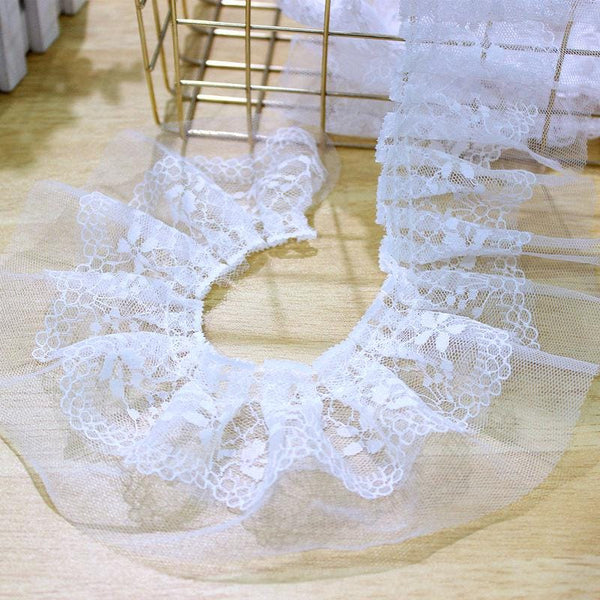White Ruffle Tutu Trim: Delicate Non-Elastic Sewing Lace, 1-Inch