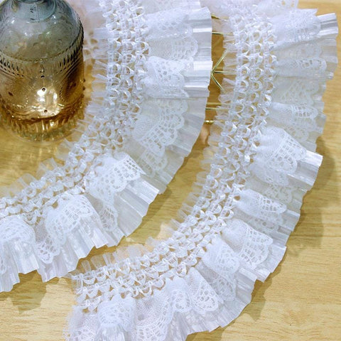 White Ruffle Tutu Trim: 3 Inch Elastic Lace for Sewing & Crafting