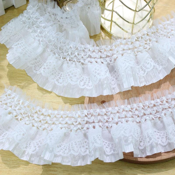 White Ruffle Tutu Trim: 3 Inch Elastic Lace for Sewing & Crafting