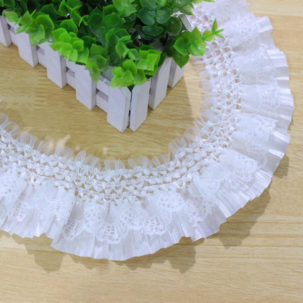 White Ruffle Tutu Trim: 3 Inch Elastic Lace for Sewing & Crafting
