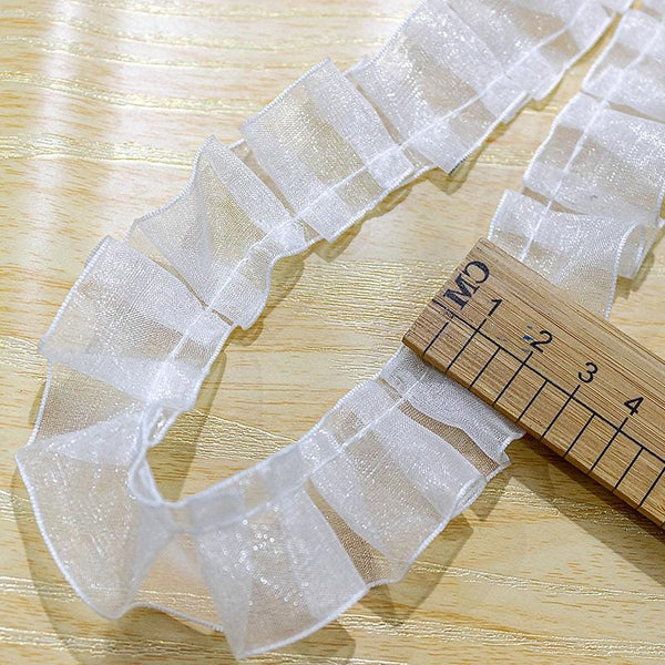 White Ruffle Tutu Trim: 1-Inch Wide, Non-Elastic DIY Sewing