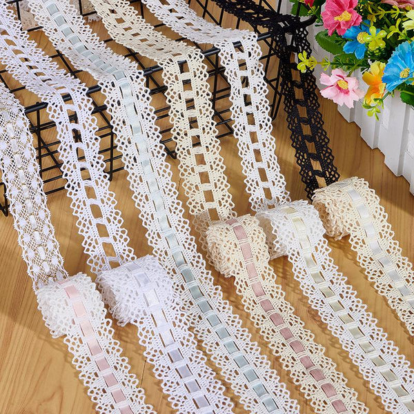 Off-White Lace Ribbon Trim: 1 3/8 inch Wide, Sewing & Crafting