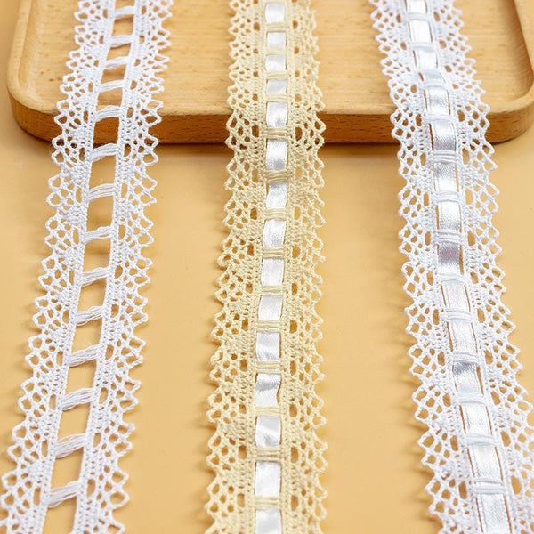 Off-White Lace Ribbon Trim: 1 3/8 inch Wide, Sewing & Crafting