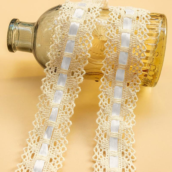 Off-White Lace Ribbon Trim: 1 3/8 inch Wide, Sewing & Crafting
