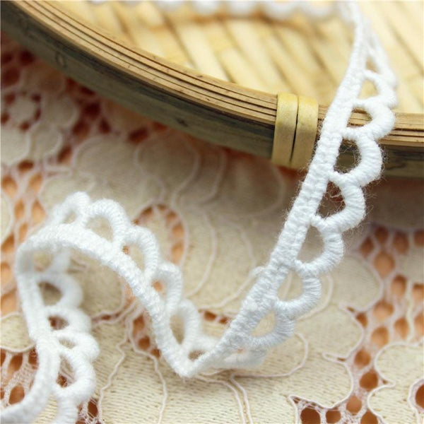 White Cotton Lace Trim: Scalloped Edge, Sewing & Crafting