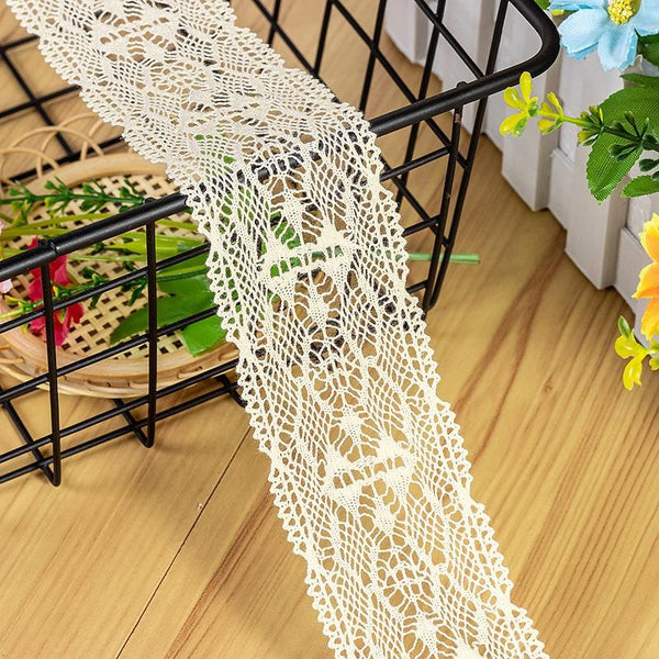 Cotton Venice Lace Trim: Elegant Scalloped Edge, Sewing & Crafting