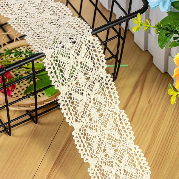 Cotton Venice Lace Trim: Elegant Scalloped Edge, Sewing & Crafting