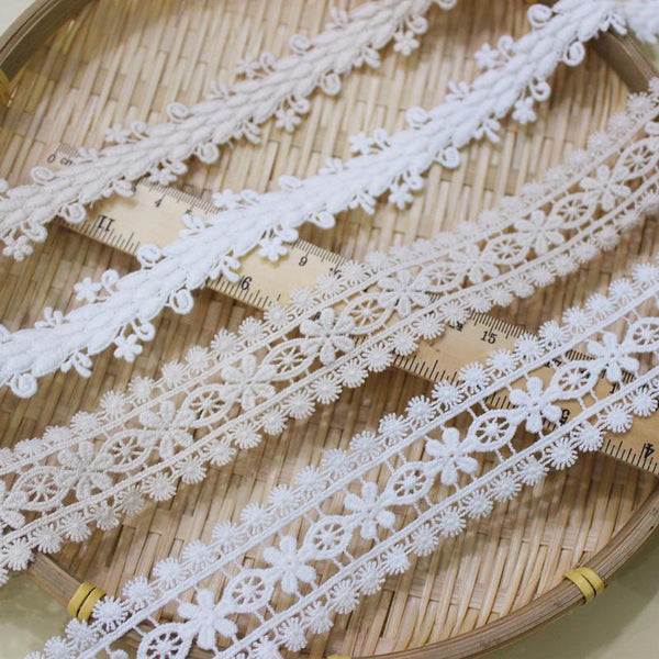 White Cotton Venice Lace Trim: Elegant Floral Sewing & Crafting