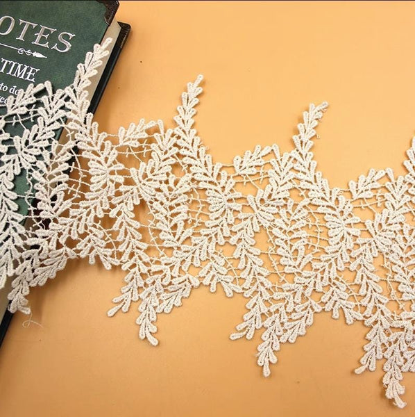 White Cotton Venice Lace Trim: Scalloped Edge, Sewing & Crafting