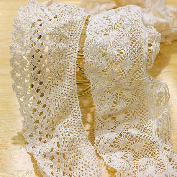 Elastic Edge Cotton Lace Trim: Scalloped Venice Lace for Sewing