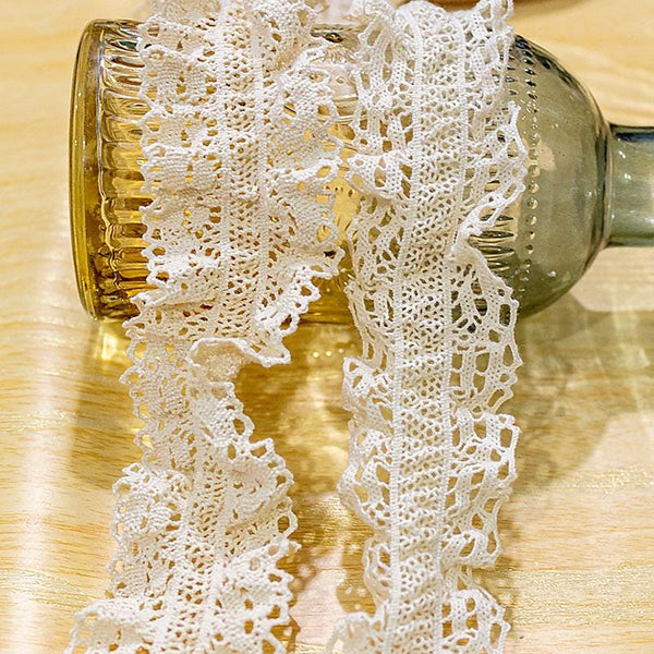 Cotton Venice Lace Trim: Scalloped Edge, Elastic Sewing Lace
