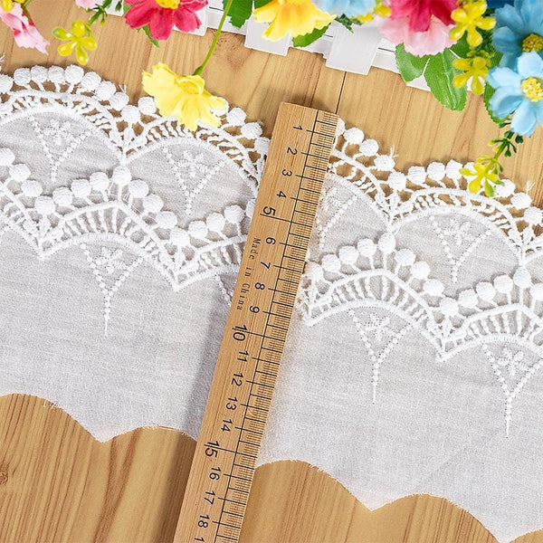 Scalloped Cotton Lace Trim: White Broderie Anglaise Sewing Embellishment