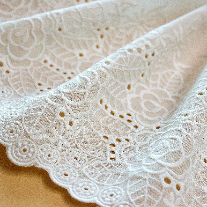Scalloped Broderie Anglaise Cotton Lace Trim - 9 7/8" Wide