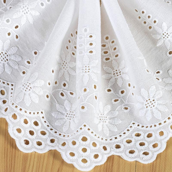 Scalloped Cotton Lace Trim: White Broderie Anglaise for Sewing & Crafts