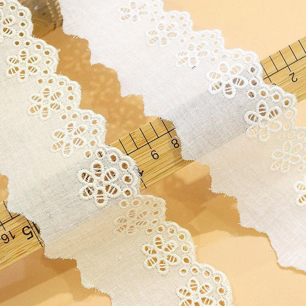 Scalloped Cotton Lace Trim: White Broderie Anglaise Sewing Embellishment