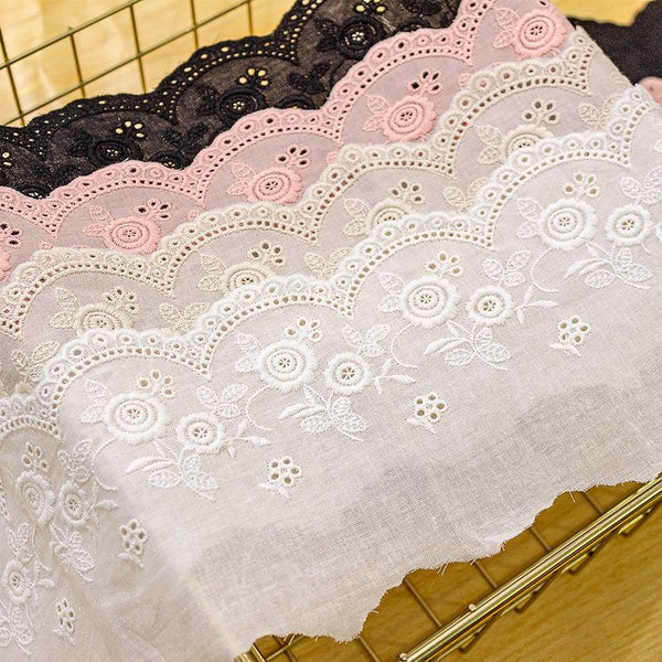 Scalloped Cotton Lace Trim: White Broderie Anglaise for Sewing & Crafts, 4 3/4" wide