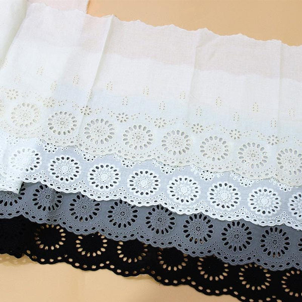 Scalloped Cotton Lace Trim: White Broderie Anglaise, Sewing & Crafting
