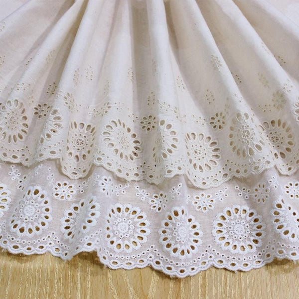 Scalloped Cotton Lace Trim: White Broderie Anglaise, Sewing & Crafting
