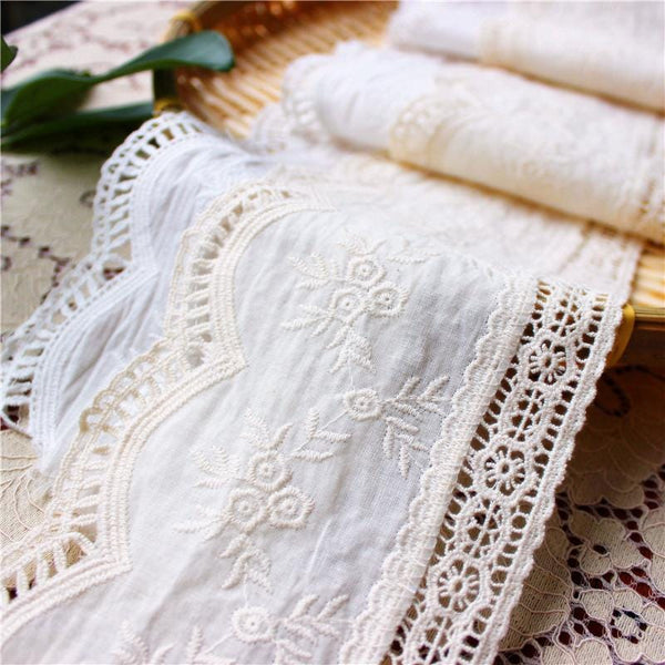 Scalloped Cotton Lace Trim: White Broderie Anglaise Sewing Embellishment, 4 inches wide, priced by the yard