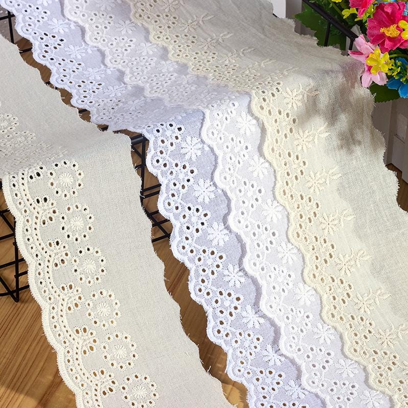 White Cotton Lace Trim: Scalloped Edge Venice Lace for Sewing