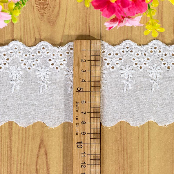 White Cotton Lace Trim: Scalloped Edge Venice Lace for Sewing